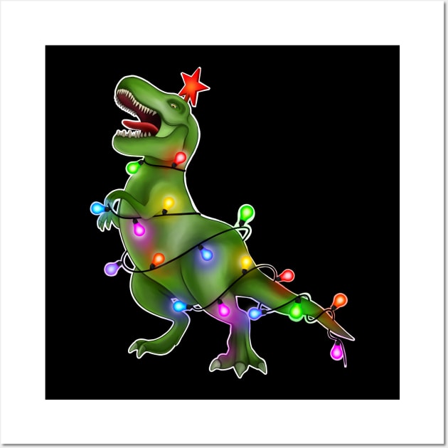 Xmas T. rex tree Wall Art by Meakm